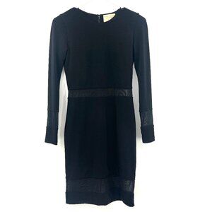 Alice + Olivia Air Black Long Sleeve Mesh Cut Out Midi Dress Women's 2